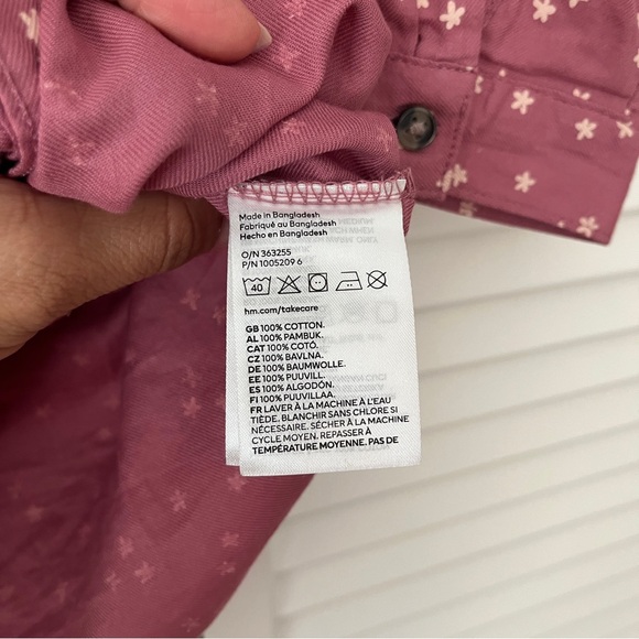 H&M Girls Mauve Stars print Shirt Dress long sleeve, size US 6X (6-7 Yrs) cotton - Picture 6 of 8